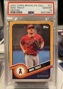 2020 Topps Brooklyn Collection #27 Mike Trout PSA 10 Orange Parallel /25 Pop 1