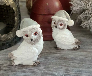 Deko Eulen Set mit Mütze Weihnachten Winterdeko 5 x 7 x 5cm - Bild 1 von 1