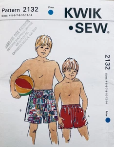 Kwik Sew Sewing Pattern 2132 | Boys Swim Shorts Bathers | Sizes 4 - 14 - Picture 1 of 2