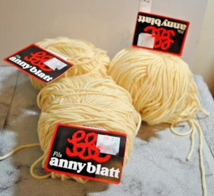 3 Fils Anny Blatt 100% wool yarn balls 50 gram , 137 yards Ivory same lot - Picture 1 of 2