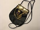 Vintage Copa Collection Black Leather Purse Amethyst Crystal Signed-Engraved