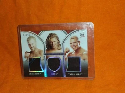 2010 WWE Topps Platinum Triple Relics /99 CHRISTIAN EDGE TYSON KIDD 2 COLOR AEW - Image 1 of 3