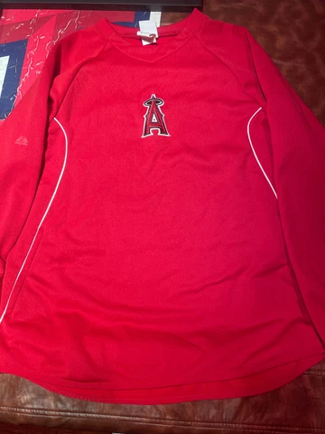 Men's Majestic Los Angeles Angels Red Performance On Field Practice Pullover Lrg Cover