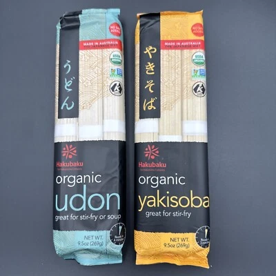 Lote Orgánico Hakubaku 1 Ramen y 1 Yakisoba No OGM Fideos Kosher Sopa Salteado Foto 1 de 4