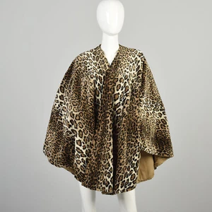 OSFM 1980s Leopard Wrap Plush Faux Fur Exotic Wildcat Heavy Cape Winter Cloak - Picture 1 of 10