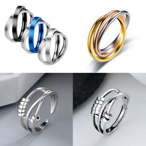 Anti Anxiety Spinner Stainless Steel Fidget Rings For Men Women Jewelry Gifts