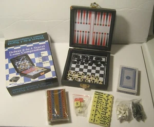 Deluxe 6 in 1 Travel Game Compendium CHESS Backgammon CRIBBAGE Dominoes NEW!! - Picture 1 of 3
