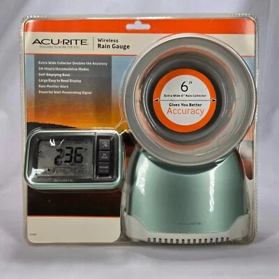 Pluviómetro Inalámbrico Acurite con Colector de Lluvia Extra Ancho de 6" ¡¡NUEVO SELLADO!!! Foto 1 de 4