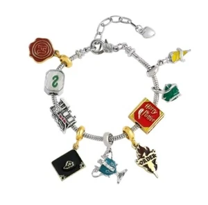 Harry Potter Fan Armband Mit 9 Charm Anhängern Slytherin Gryffindor NEU - Bild 1 von 6