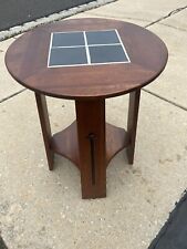 Ethan Allen Cherry Arts and Crafts Mission Style Tile Top Table