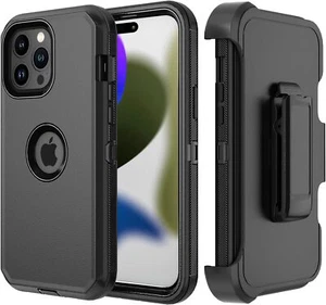 For iPhone 15 Pro Max Plus Shockproof Heavy Duty Case Rugged Cover+Belt Clip - Picture 1 of 12