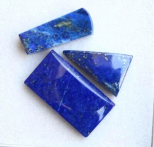 32.10 Ct Natural Untreated Lapis Lazuli Fancy Loose Cabochon Gemstones 3 pieces - Picture 1 of 2