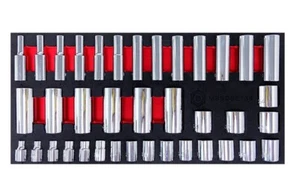 Britool Hallmark MBSDSET38 38 piezas 3/8 "Drive Standard & Deep Socket Set 6-24mm - Imagen 1 de 2