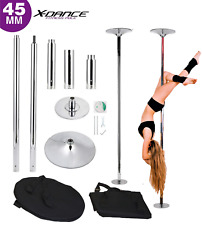 X-Dance Pole 45mm Chrome Spinning Stripper Sport Fitness Exercise w Carry Case