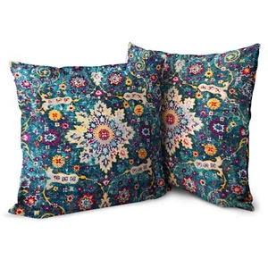 Boho Blue Throw Pillow Covers 20x20 inch Set of 2 20 x 20 Boho Style 02 - Picture 1 of 7