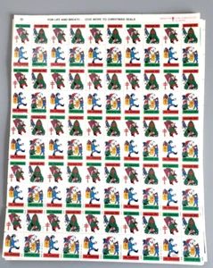 1974 sigilli di Natale, auguri di Natale. Foglio completo di 100, inutilizzato O.G. - Foto 1 di 1