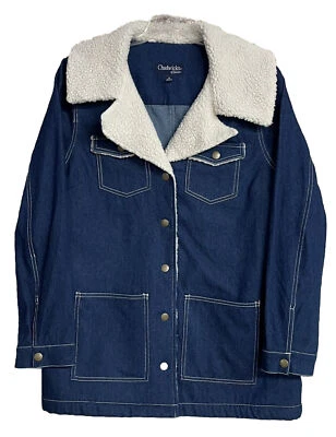 Chaqueta de mezclilla azul de 4 bolsillos de lana para mujer Chadwicks talla mediana Foto 1 de 4