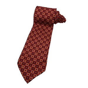 LAUREN RALPH LAUREN Men's Red Geometric Repp 100% Silk Made in U.S.A. Neck Tie - Picture 1 of 9