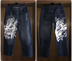 TOWNZ Y2K Baggy Jeans Hose mit Coolen Aufdruck Hip-Hop Pants Skater W36 L33 blau - Bild 1 von 24