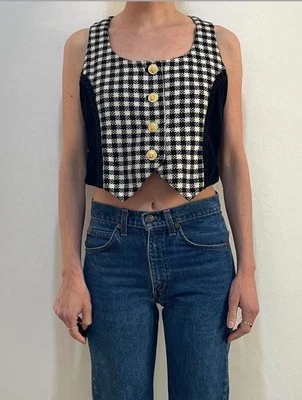 Chaleco Chaleco VERSUS Gianni Versace Vintage Cuadros Lana Dorado Botón Talla IT42 S Foto 1 de 4