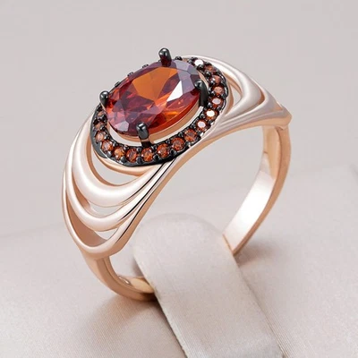 Ring mit 585er Rosegold Walzgold vergoldet Geschenkbox Gr. 63 ( 20 mm ) - Bild 1 von 4