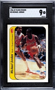 1986-87 Fleer Michael Jordan SGC 9 MINT Rookie RC #8 Great Eye Appeal Bulls - Picture 1 of 2