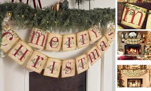 Decoraciones de Navidad - Banner Feliz Navidad Vintage - Retro Nostálgico - Imagen 1 de 7