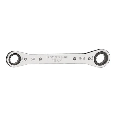 Klein Tools Ratcheting Box Wrench 5 8 X 11 16 Inch Reverse Action Made In Usa - Image 1 of 2