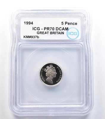 1994 Great Britain 5 Pence KM#937b PR70 DCAM ICG *7860 - Image 1 of 3