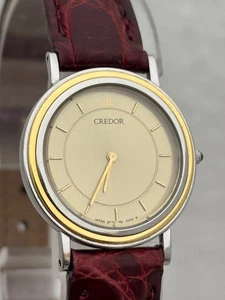 Seiko Credor 2F70-0150 18KT Lünette Gold Zifferblatt Quarz Damenuhr Japan - Bild 1 von 10