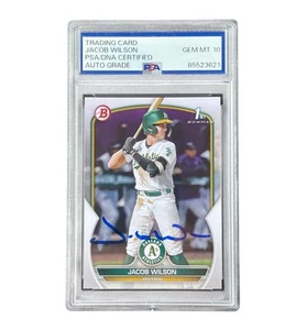 Jacob Wilson Signed 2023 Bowman Draft Card AUTO Oakland Athletics PSA 10 - Picture 1 of 2