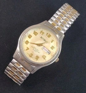 Vintage Benrus Quartz Day Date Japan Uhr 2 Tone Stainless Band - New Battery  - Bild 1 von 7