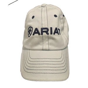 Ariat Cap White Black Adjustable Strapback Snapback Baseball Hat Unisex Logo - Foto 1 di 6