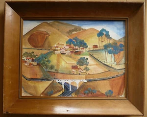 GRIMES, Vintage FOLK MODERNISM, MODERN EXPRESSIONISM OIL, RURAL TOWN AMERICANA - Picture 1 of 10