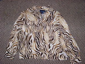 Evan Picone Damenhemd Animalprint Leinen/Viskose Knopfleiste Größe 1X - Bild 1 von 1