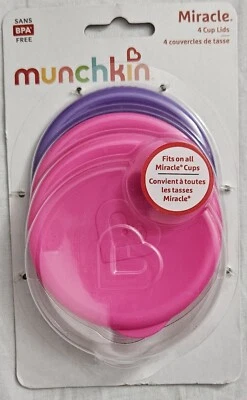 Tapas de copa milagro Munchkin, se ajustan a todos los estilos de copa milagro, 2 rosas 2 púrpuras, paquete de 4 Foto 1 de 2