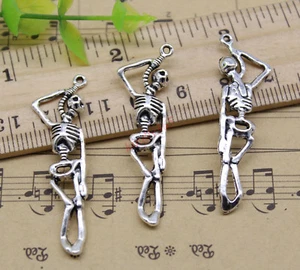 8/30X retro style human skeleton charms pendant 43x12mm - Picture 1 of 4