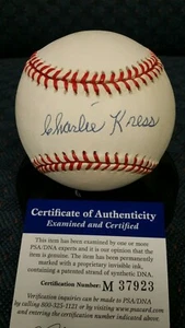Charles "Chuck" Kress handsignierter NL Coleman Baseball. PSA Authenticated. - Bild 1 von 3