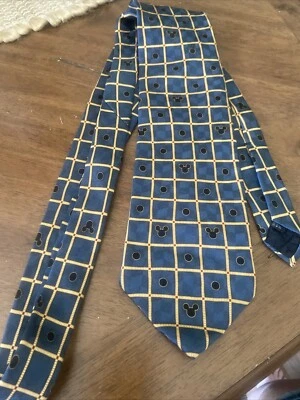 Gravata Disney Mickey Mouse azul 100% seda estilo clássico - Imagem 1 de 4