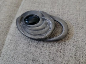 Ginnie Johansen Vintage Belt Buckle Black Stone Western Retro Accessory - Picture 1 of 8