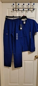 NWT Set Cherokee Work wear Size XS Blue Scrub Pants & Top Set Free Shipping  - Picture 1 of 11