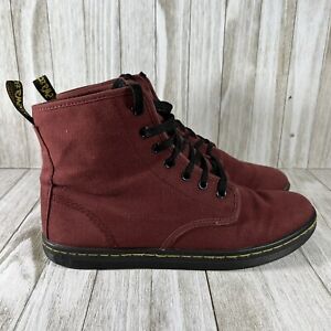 Dr. Doc Martens Shoreditch Maroon Red Canvas Boots Shoes Women’s Size 10