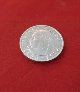 1933A German 5 Reichsmark Martin Luther Silver Coin -Third Reich - Free Shipping - Picture 1 of 4