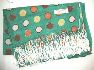 NEW Pashmina Winter Scarf Scarves Silk Olive Green Large Polkadot Shawl Wrap - Picture 1 of 5