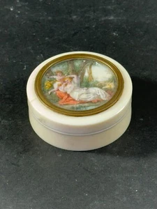 Antique 1800'sFramed Miniature Portrait Painting Snuff Box Fine Work. Rare - Picture 1 of 6