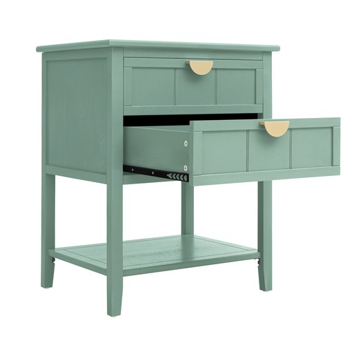 American Style 2 Drawer Side Table Nightstand for Bedroom Living Room