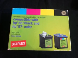 STAPLES HP 56/57 Black/Tricolor Standard Ink Cartridges 2/PK - Picture 1 of 3
