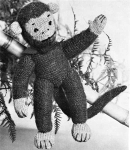 1950's MONKEY / 8ply or DK - COPY toy knitting pattern - Picture 1 of 1