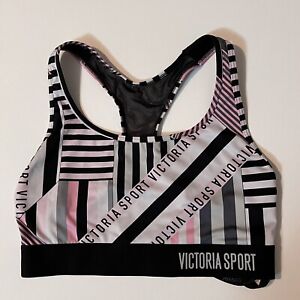 Victoria’s Secret Sport Mixed Media Pink Black Mesh Racerback Womens Size P Bra