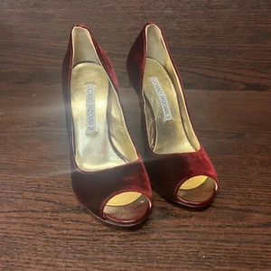 Luciano Padovan Women Pump Shoes Size 36.5 Leather Slip On Stiletto Heel Hot Red - Picture 1 of 14